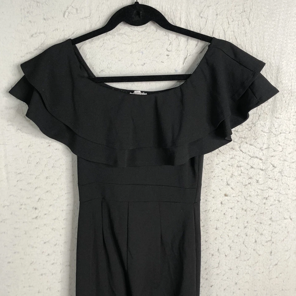 Vintage Y2K Agaci Jumpsuit Womens Small Black Knit Romper Slinky Stretch Artsy - Image 2 of 4
