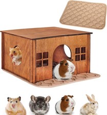 Wooden Guinea Pig Hideout, Small Animal Houses Habitats, Large Hideout House for