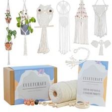 Macrame Kit for Beginners 153pc, 15 Projects Book, 164yd Cotton Macrame Cord,...