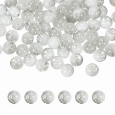 200 Pcs Crackle Glass Beads for Jewelry Making, 10mm Round Beads, Gray