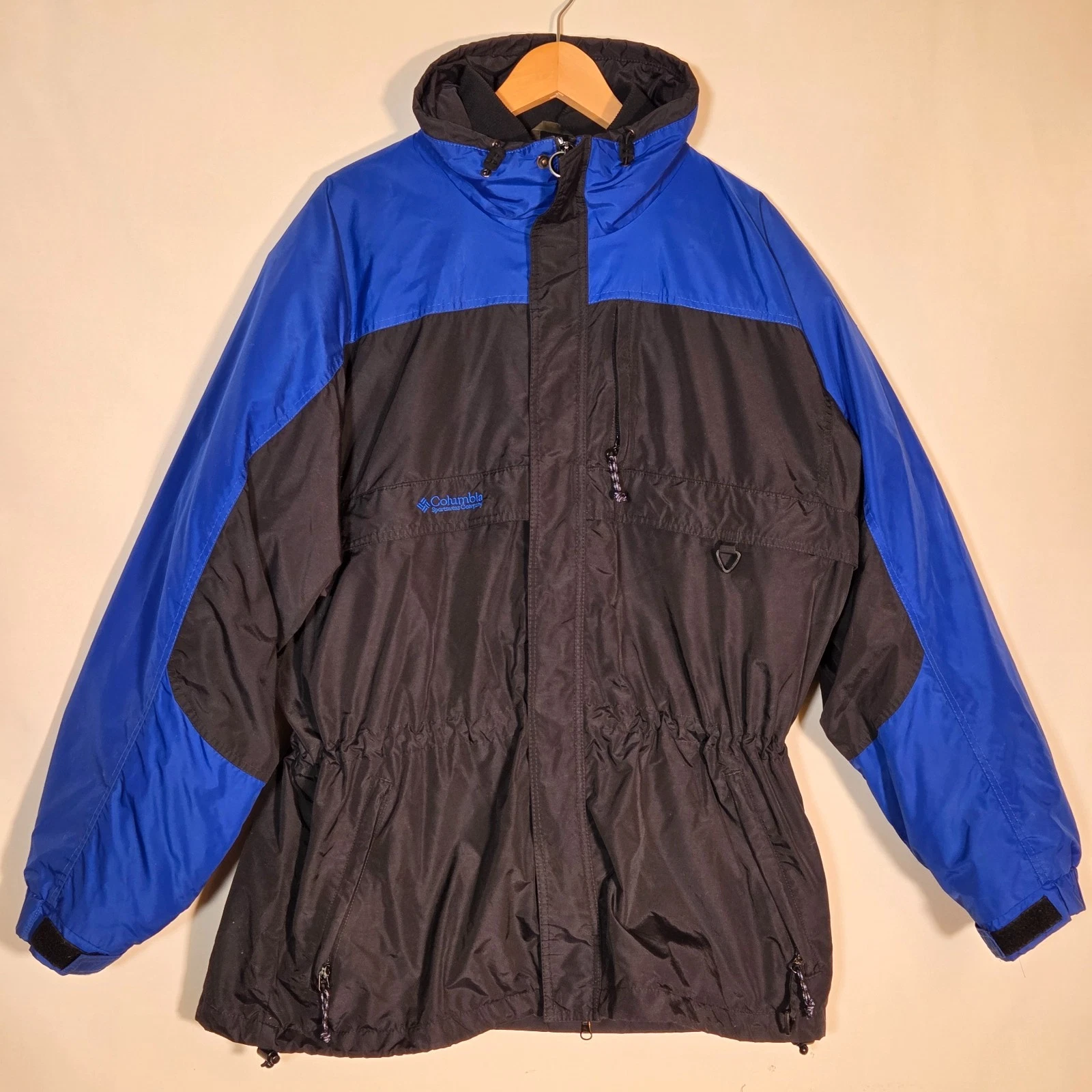 VTG Columbia Gizzmo Men Windbreaker Jacket Black Blue Winter Gorpcore SEE MEASRM