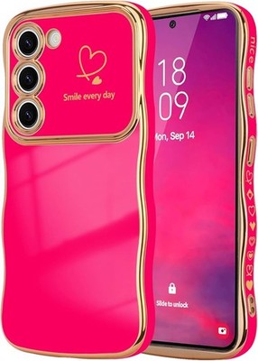 Samsung Galaxy S23 Plus Case for Women Girls, Cute Wave Frame Curly Shape with L