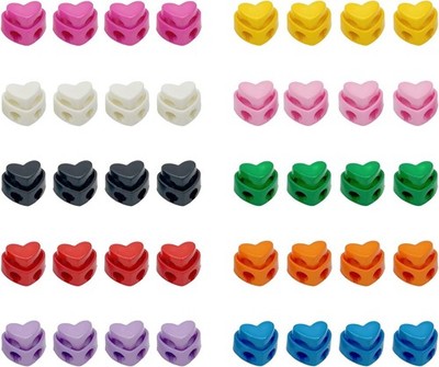 Kordelstopper, 40 Stück Herzform Kordelstopper 2 Loch, Nylon Kunststoff 