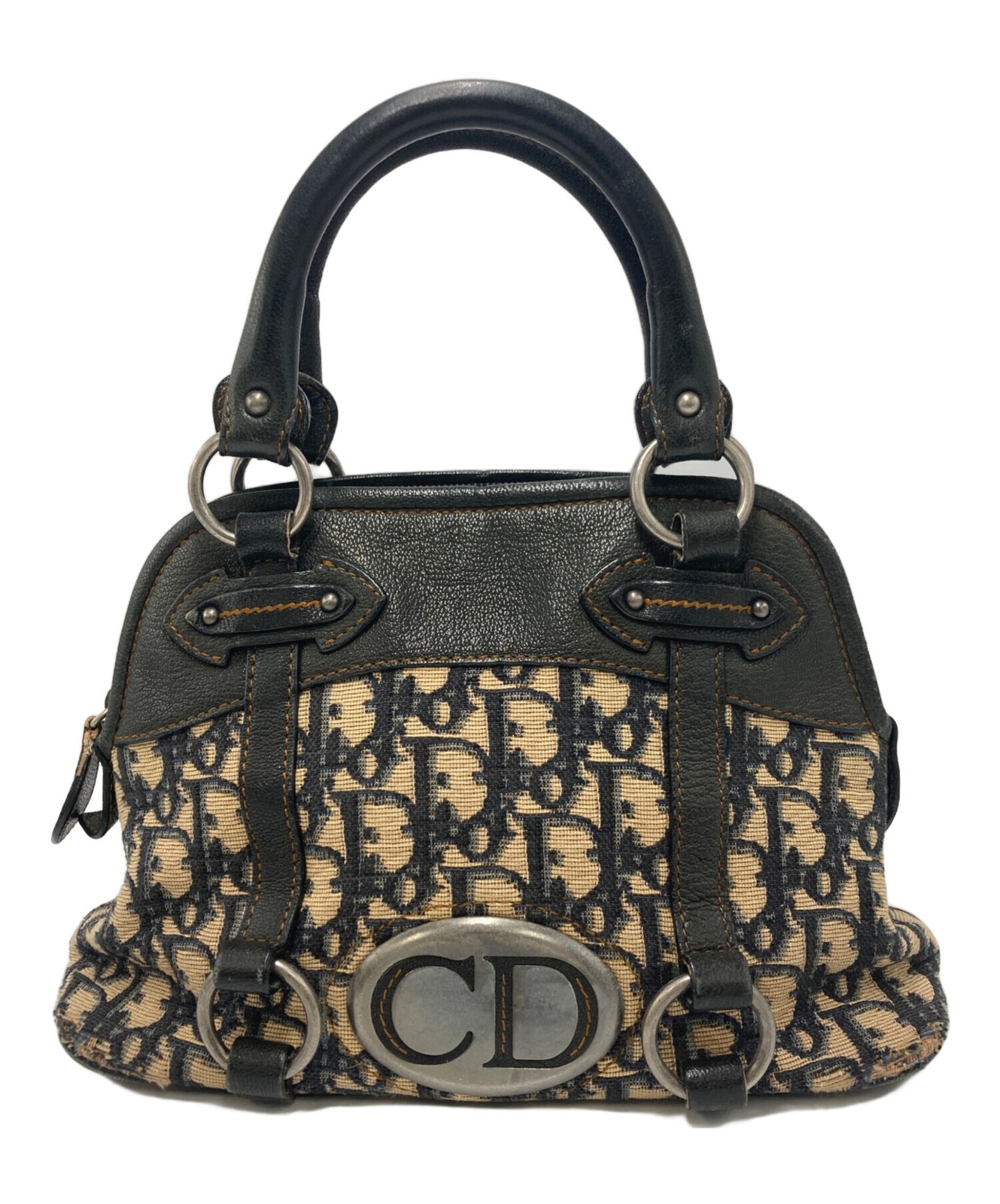 Christian Dior Trotter Canvas Shoulder Tote Navy Vintage Japan RIN