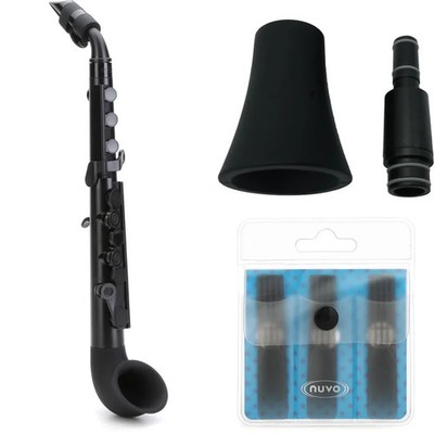 Nuvo jSax with Straight Bell, Neck, and 1.0 Strength Synthetic Reeds- Black