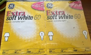 NEW Pack of 7 GE EXTRA Soft White 60 Watt Light Bulbs A19 #48415
