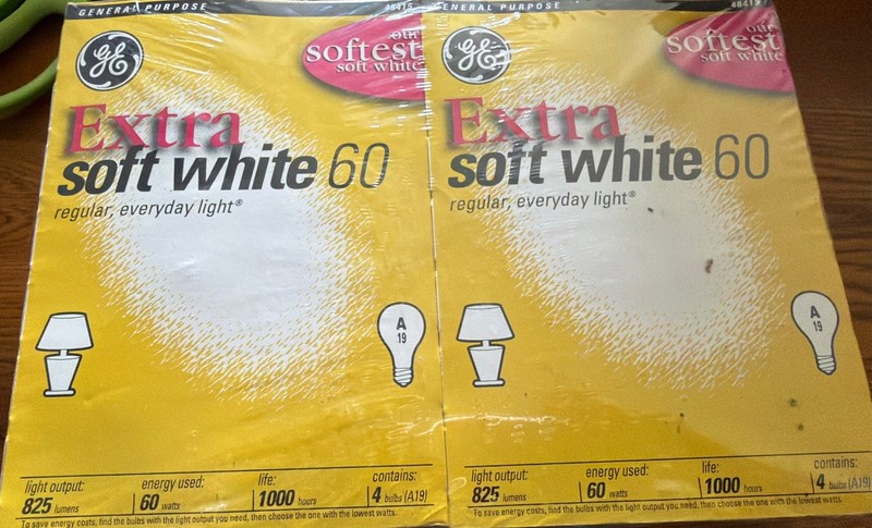 NEW Pack of 7 GE EXTRA Soft White 60 Watt Light Bulbs A19 #48415
