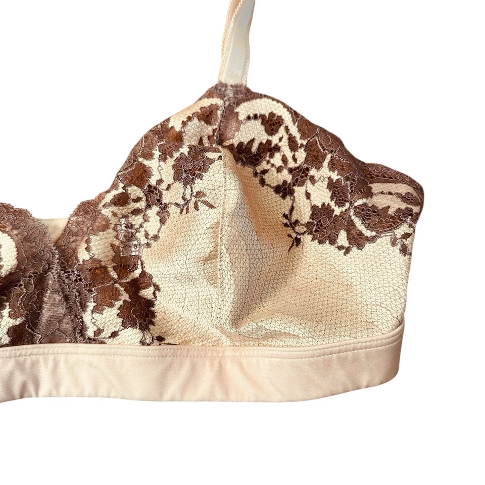 Wacoal Size 38 A/B Beige Brown Lace Affair Bralette Wire Free Bra Style #852256 - Image 2 of 4