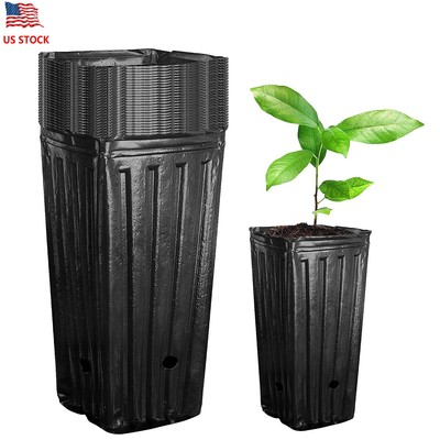 30PCs Reusable Tall Tree Pots Plastic Deep Plant Nursery Seedling Flower Pots US