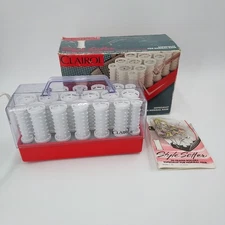 Vtg Clairol Style Setter 20 Heated Curlers Hair Rollers Model With Clips and Box