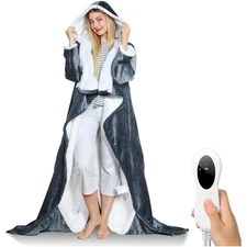 Electric Snuggle Blanket Wearable Heated with Removable Large, Dark-Grey 70"X50"