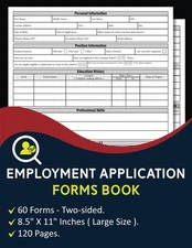 employment application forms Book | job application form | 120 Pages | 8.5" x 11