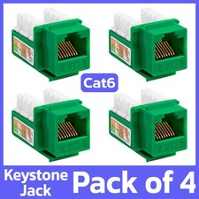 4 Pack Cat6 Keystone Jack Green Ethernet Network Cable Connector RJ45 Coupler