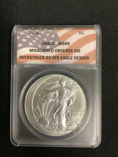 2019 Misaligned Obverse DC Error Silver Eagle ANACS MS69