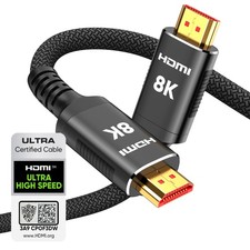 8K HDMI 2.1 Cable 10FT/3M Certified, 48Gbps Ultra High Speed Cord