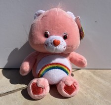 NWT Vintage Care Bear Cheer Bear 8" Plush Pink Rainbow 2002 Collectible