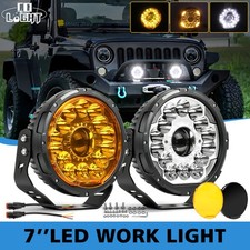 7 Inch Laser Led Driving Light Round Work Lights Spot Offroad Truck Suv Atv Pair