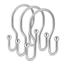 12 Pack Double Shower Curtain Hooks Rings, Double Sided Shower Curtain Hooks Ru