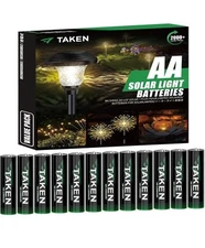 AA Solar Batteries for Outdoor Solar Lights, recharge up to 2000 Cycles -12 Pack