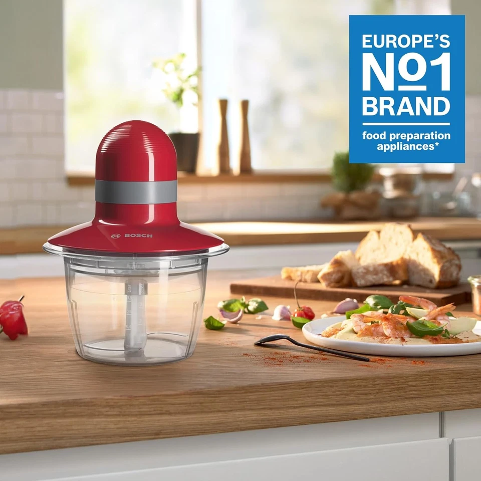 Bosch MMR08R1GB Mini Chopper, 400 W, 0.8 Litre - Red  - Image 3 of 4