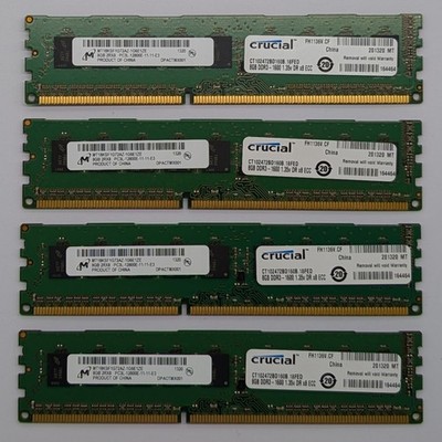 Micron 32 GB (4x 8 GB) DDR3-1600 PC3L-12800E MT18KSF1G72AZ-1G6 2Rx8 1.35 V RAM