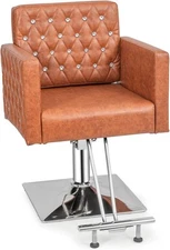 Heavy Duty Hydraulic Barber Chair Hair Chair with Wide Seat for Beauty Spa Brown