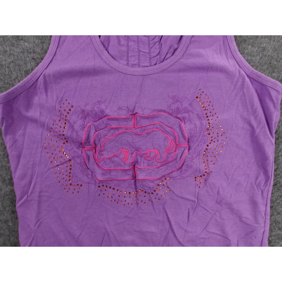 Camiseta sin mangas Ecko roja para mujer grande púrpura gráfico sin mangas informal ropa de calle urbana Foto 2 de 4