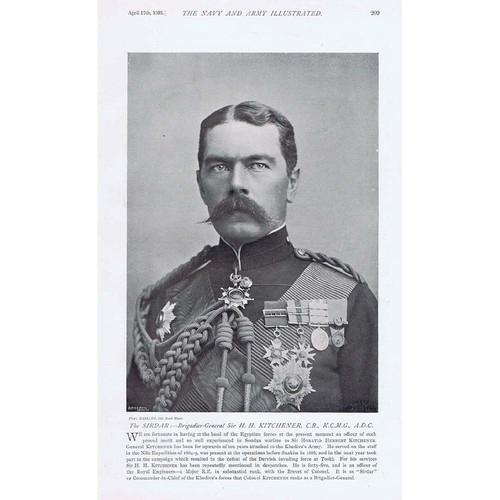 Brigadier General Horatio Herbert Kitchener - Antique Print 1896
