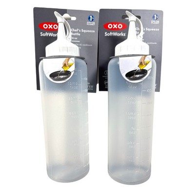 2 OXO SoftWorks 16 oz Chef's Squeeze Bottle Stay-Open Cap BPA Free New Oil Salad