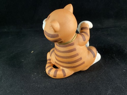 George Good Cat with Fish Figurine Orange Striped Crazy Eyes Fun - Foto 3 di 7