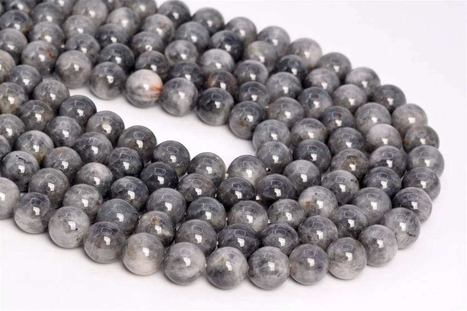 Cuentas sueltas redondas de crisoberilo gris natural genuino de 12 mm AB de 7,5" Foto 2 de 3