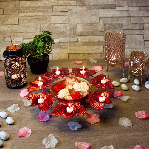 Tazón Urli Diwali Diya Soporte Flotante Flor Té Luz Vela Decoración India Lotus - Imagen 15 de 48