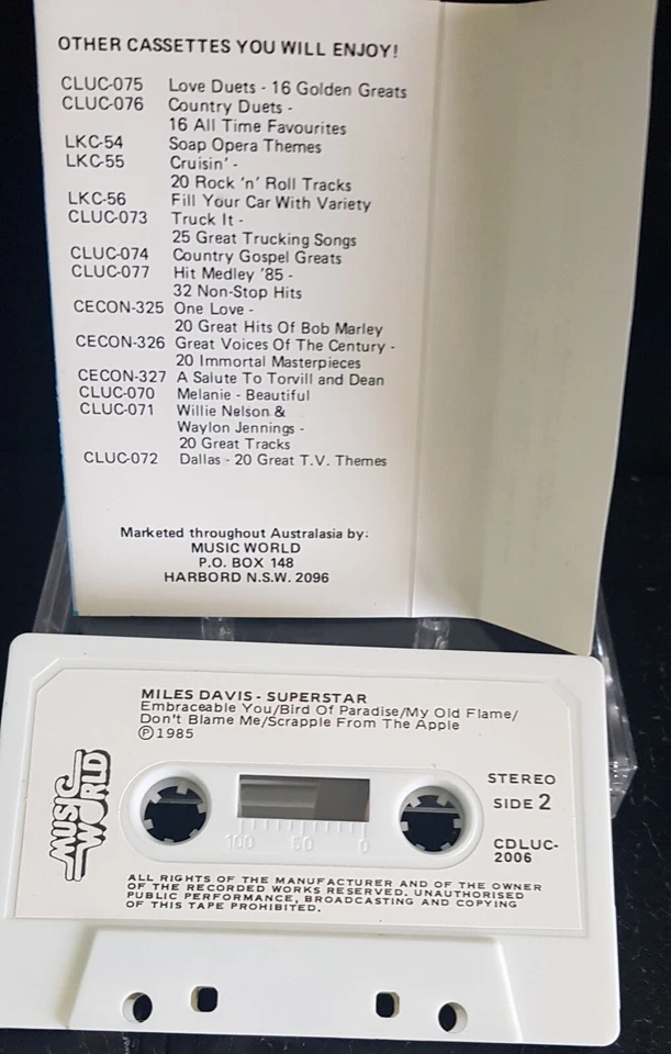 Miles Davis – Superstar - 1985 cassette tape and cover VG+ - Image 2 of 2