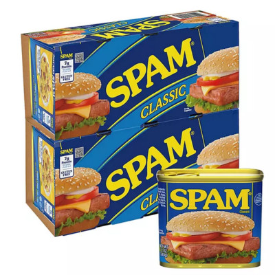 SPAM Classic 12 oz 8 Pack Canned Meat Lunch Shelf-Stable Protein Food