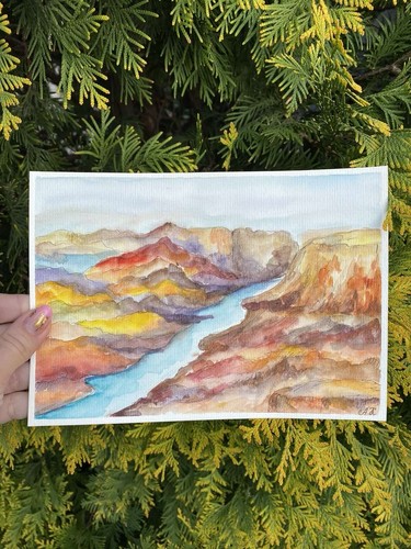 Original watercolor Art Grand Canyon National Park painting mountains Artwork - Picture 9 of 10