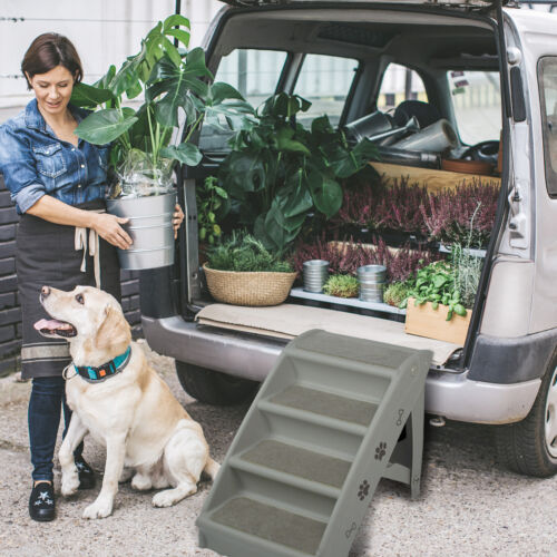 Klappbare Hunderampe 4 Stufen Hundetreppe Einstiegshilfe Hunde Rampe Autorampe# - Bild 8 von 12