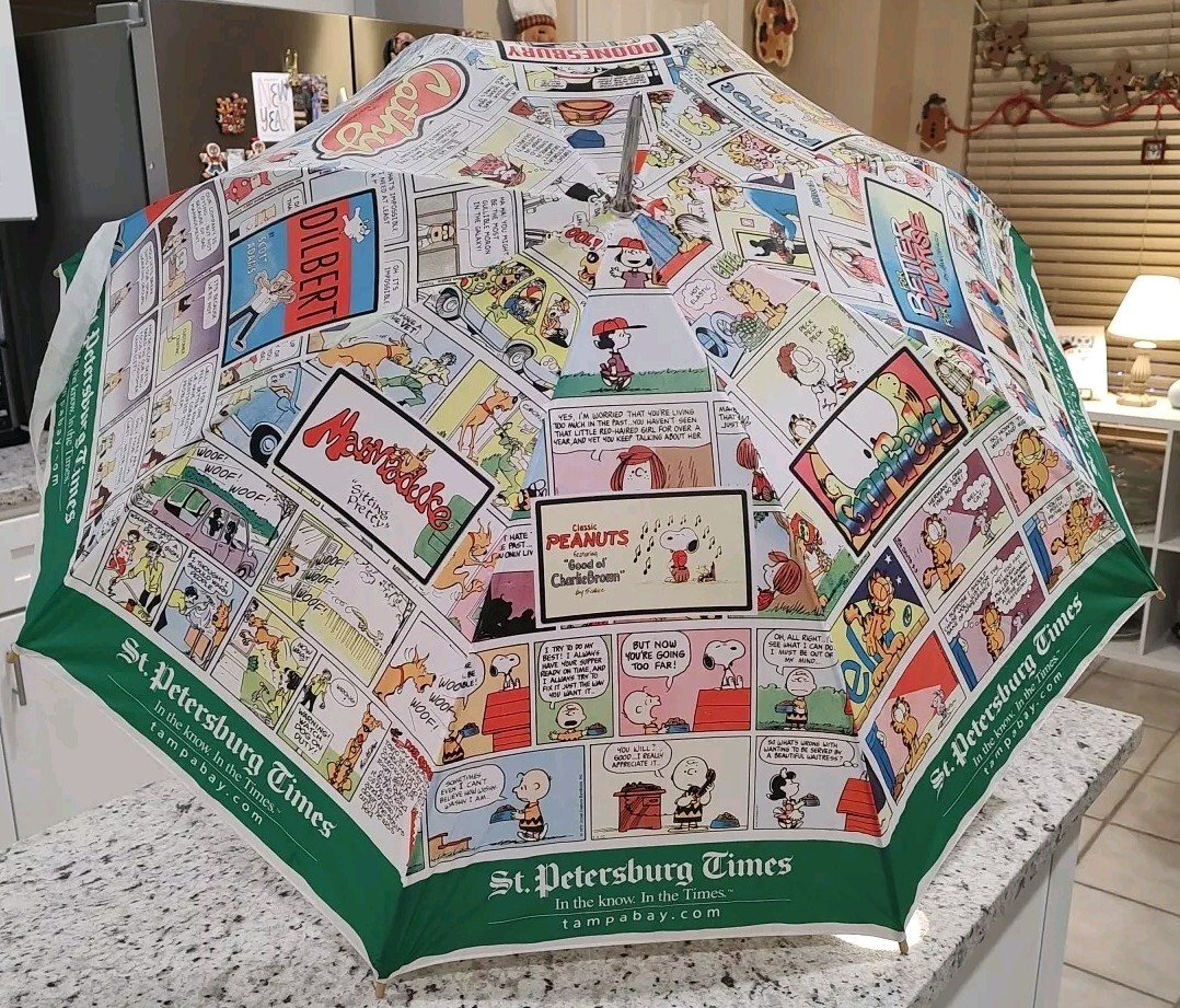 90s Newspaper Comic Strip Umbrella - Peanuts Garfield Blonde Hagar