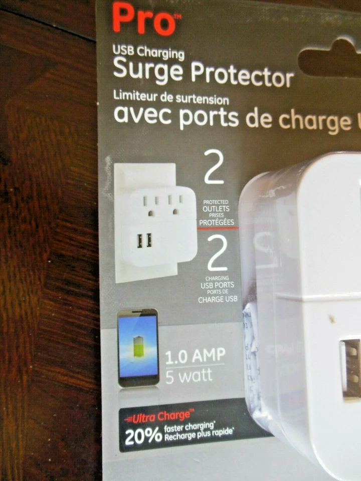 GE - SURGE  PROTECTOR / USB -CHARGER - Plugs into Existing Outlet * Free Shipp. - Image 2 of 4