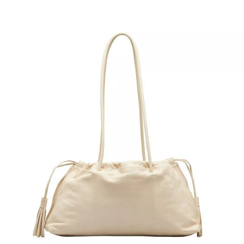 Sac à main fourre tout Gucci Tassel 001 4403 blanc ivoire cuir femme bon état