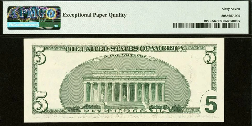2003 $5 FRN PMG 67EPQ - Birthday Fancy Super Repeater Serial Number 34343434 - Image 3 of 3