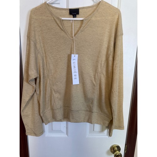 Lumiere V-Neck Long Sleeve Knit Top Casual Pullover Sweater Small