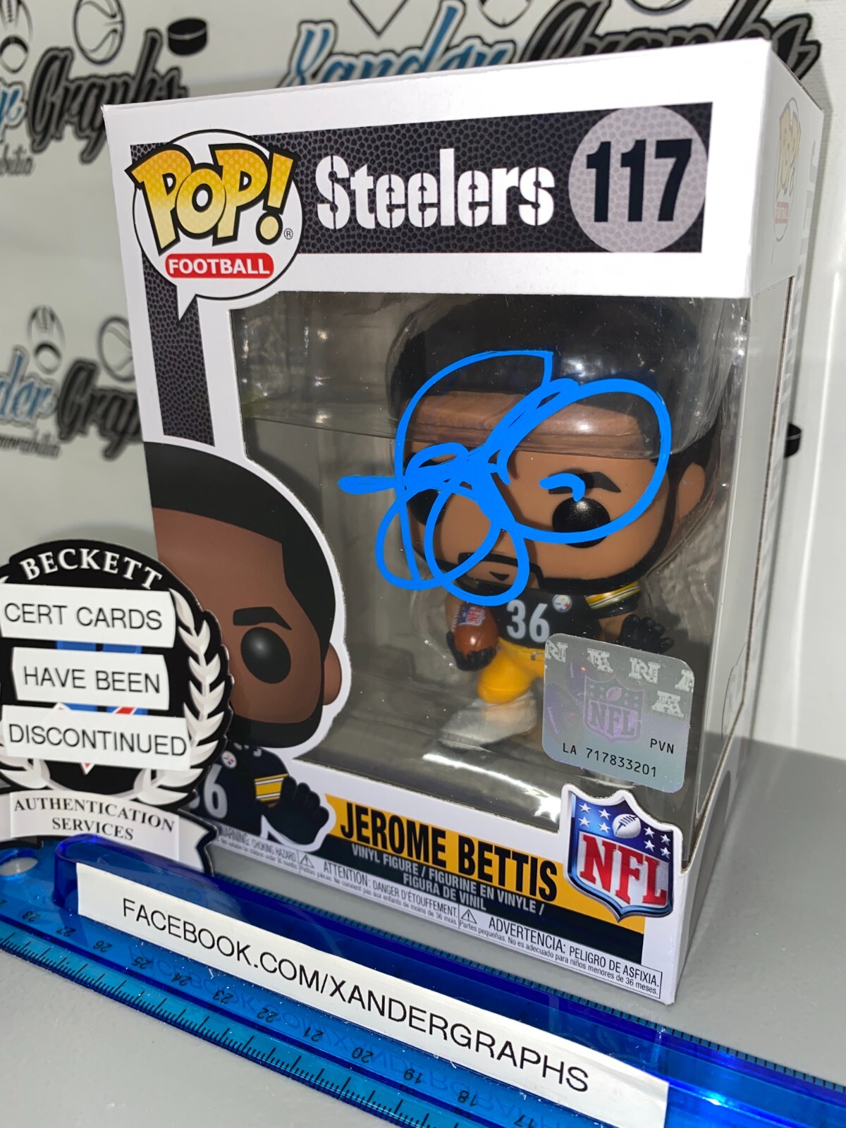 JEROME BETTIS "THE BUS" SIGNED AUTOGRAPHED FOOTBALL FUNKO POP-BAS COA BECKETT 