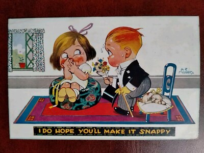 Vintage Valentinstag Merritt Postkarte Ich hoffe, du machst es bissig