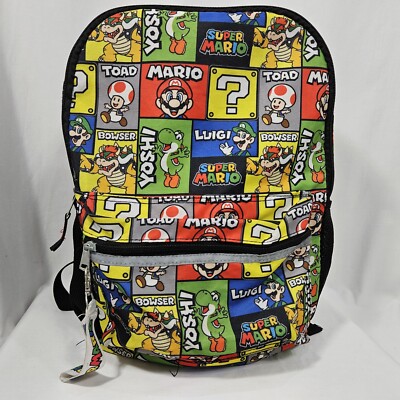 Super Mario Kids Back Pack Book Bag School Tote Front Side