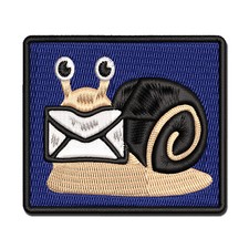 Cute Snail with Mail Gastropod Multi-Color Embroidered Iron-On Patch Applique