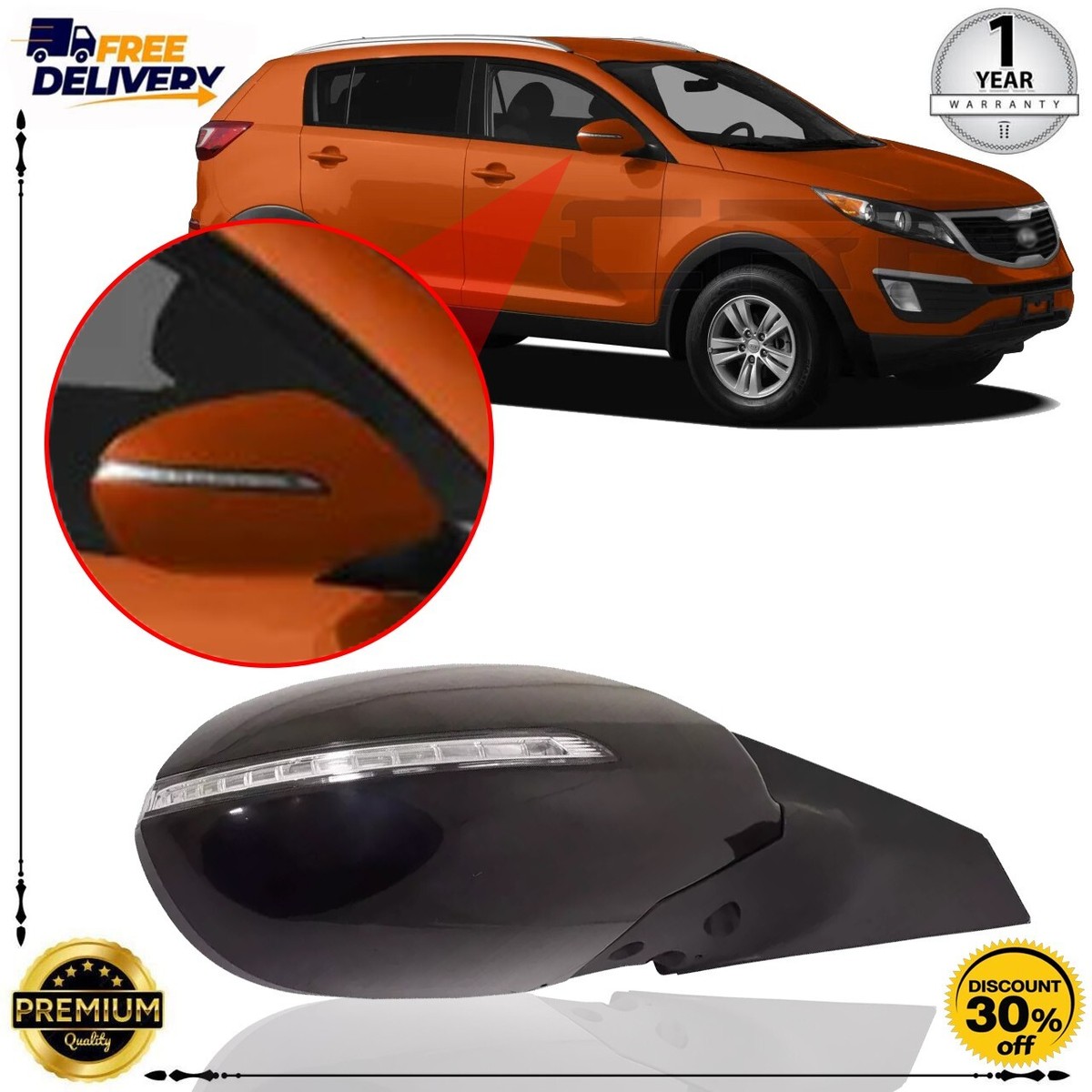 GO-PARTS - Power Folding Mirror for Kia Sportage 2017-2019