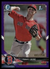 2018 Bowman #BCP139 Travis Lakins Chrome Prospects Purple Refractor SN #/250