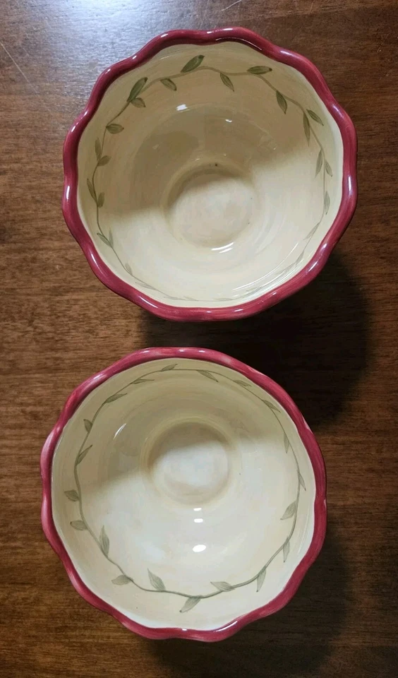 2 cuencos Pfaltzgraff Napoli Sherbert Fruit Desert con patas/festoneados pintados a mano Foto 3 de 4