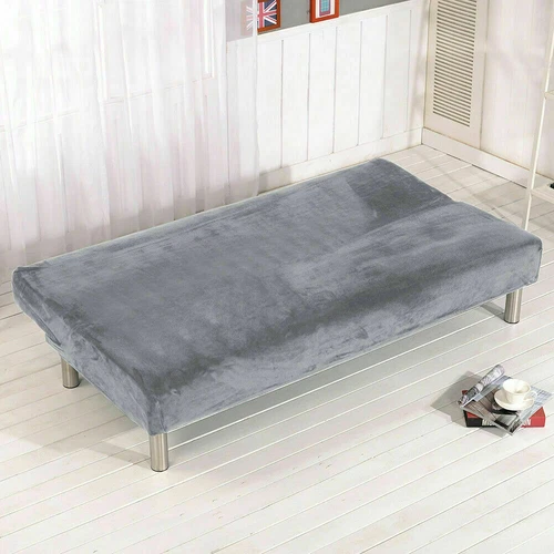 Neu Plüsch Armlos Schlafsofa Bezug Stretch Rutschfest Klappcouch Futon Schutz - Bild 46 von 78