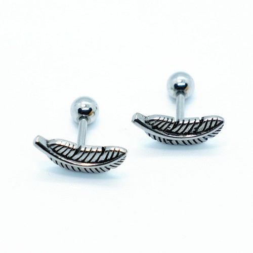 Surgical Stainless Steel Feather Barbell Stud Earrings Tragus Cartilage Ring - Picture 10 of 23